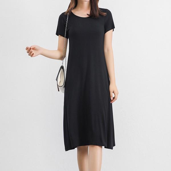 데일리 심플 디자인 라운드넥 반팔 원피스 LKO520