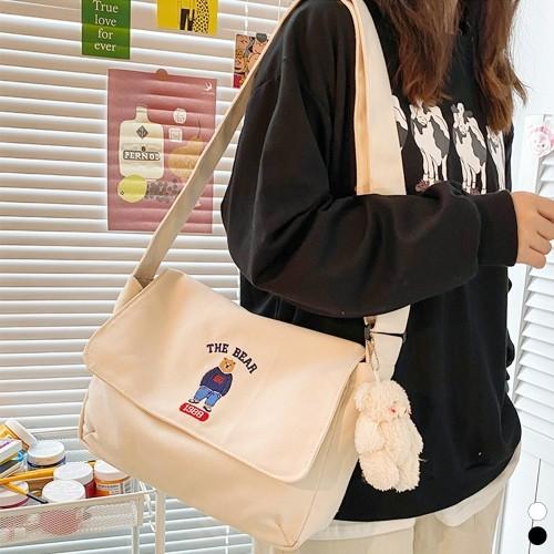 곰돌이 캔버스 크로스 숄더 가방 FD-0230