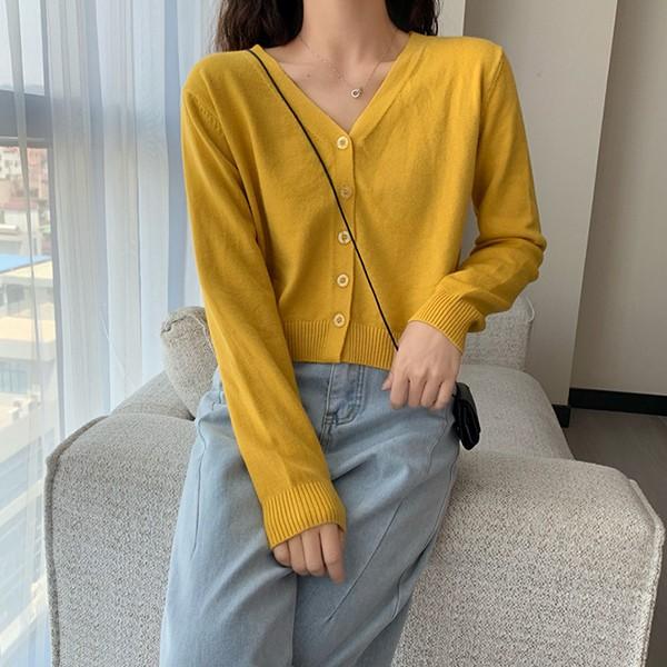 데일리 크롭 브이넥 5컬러 단추 가디건 LK-G014