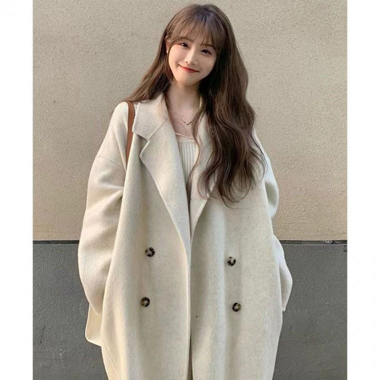 더블 오버핏 여성 롱코트 간절기 아우터 SSH-162