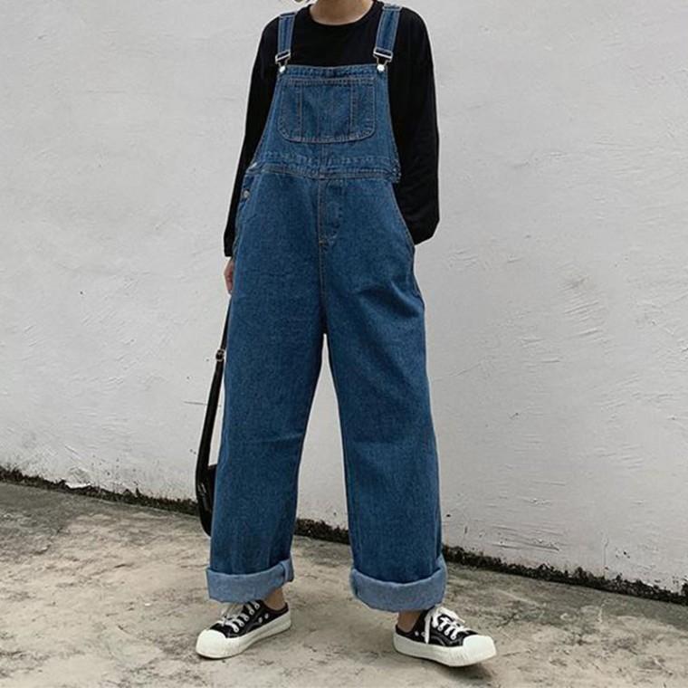 와이드 데일리 여성 데님 오버롤 팬츠 LED-889