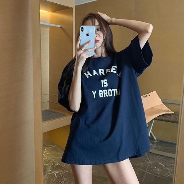 4컬러 레터링 여성 라운드 반팔 티셔츠 LK-T16