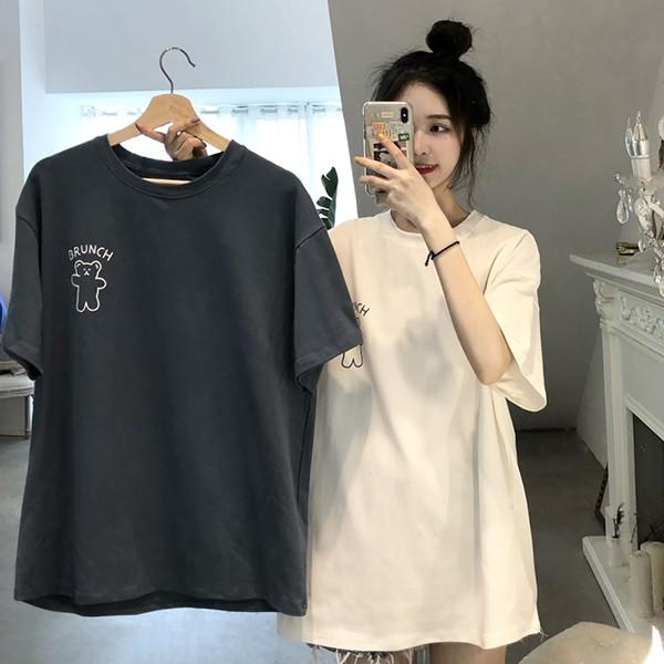 2컬러 프린팅 여성 라운드 반팔 티셔츠 LK-T14