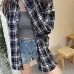 여성 루즈 오버핏 가을 남방 체크 셔츠 FD-0695