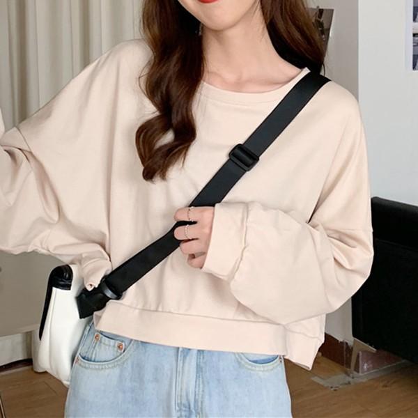 2컬러 여성 캐주얼 가을 크롭 라운드 맨투맨 LK-T014