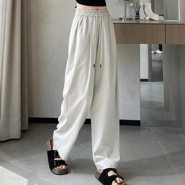 모던 데일리 무지 여성 허리밴딩 일자팬츠 LK-TP18