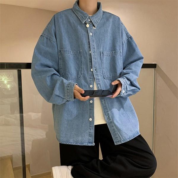 빈티지 남성 2컬러 루즈핏 데일리 데님 셔츠 IS-JK43