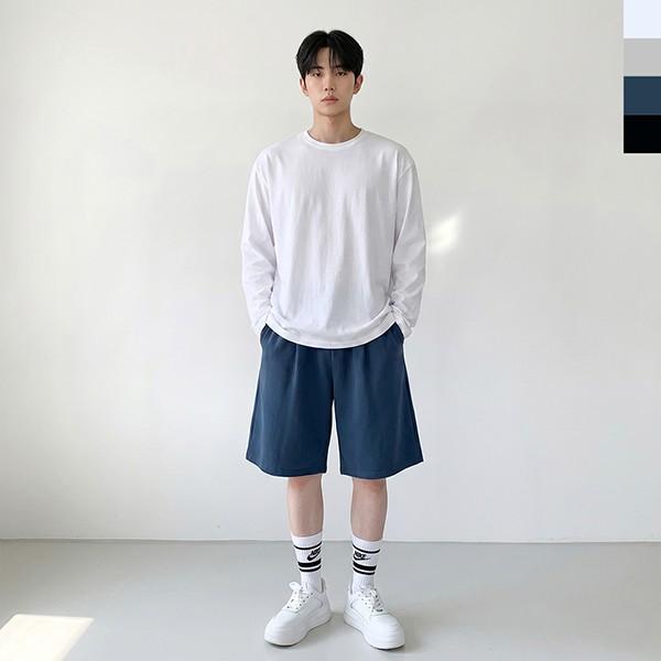 데일리 4컬러 남성 핀턱 와이드 반바지 DJJ-1002M