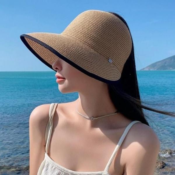 썬캡 해변 휴양지 챙 모자 휴가 차단 종이 여성 밀짚 사파리