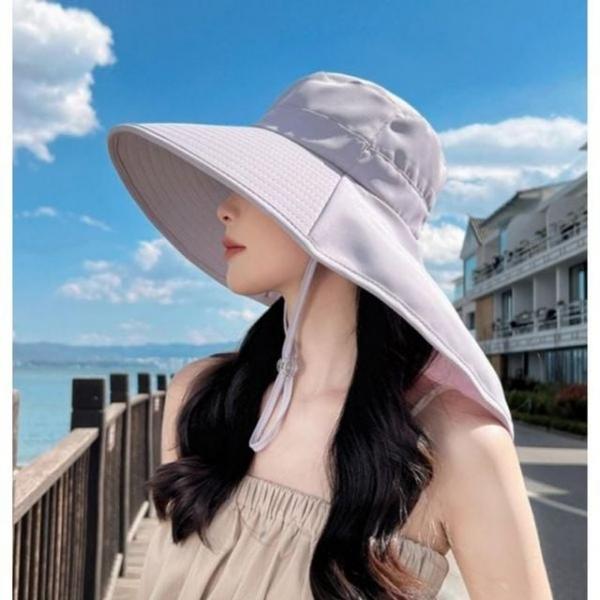 여성 차단 와이드 목덮는 방수 자외선 해변 벙거지 휴가 모자