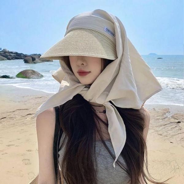 단색 야외 해변 휴가 여성 써핑 모자 밀짚 썬캡 여름 두건