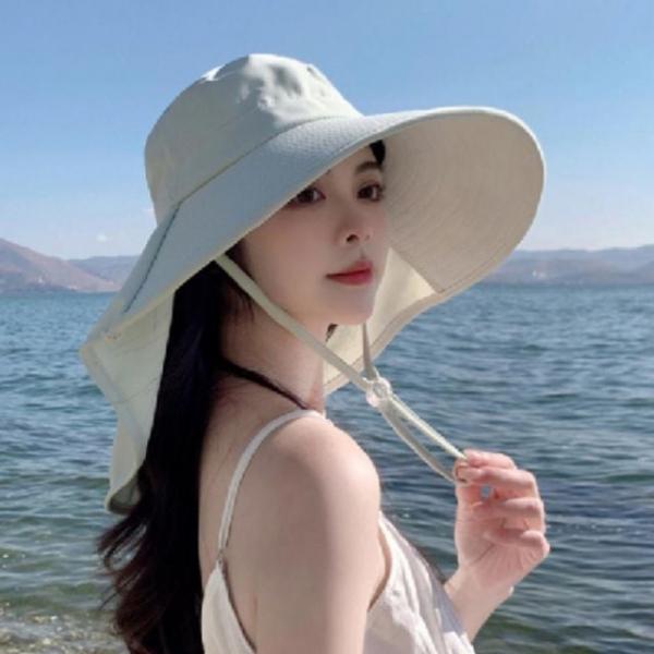 벙거지모자 여름모자 플랩캡 와이드 수영장 목덮개 여름 방수 여성모자