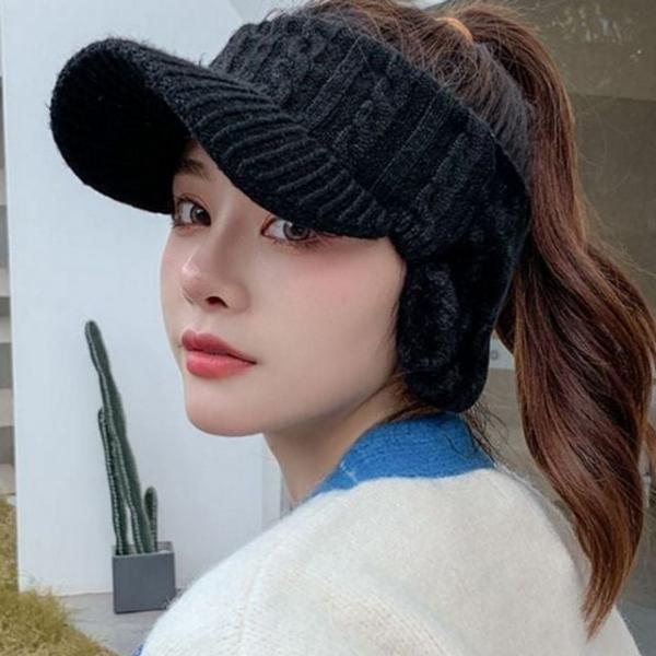 겨울 여성 방한 모자 귀마개 여성 귀달이 모자 니트 여자