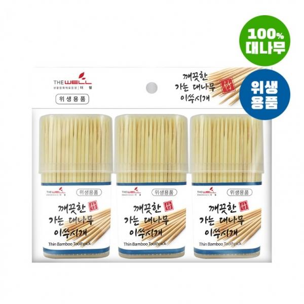 깨끗한 가는대나무이쑤시개 (사각케이스 320개입x3P) 3P요지 자작나무