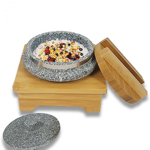 대흥석기  곱돌솥 15cm + 대나무 받침대 세트