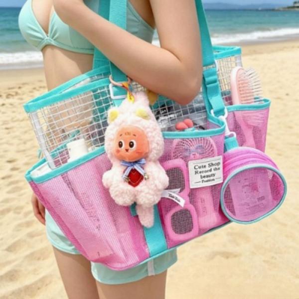대용량 여름 메쉬 수영가방 해변가방