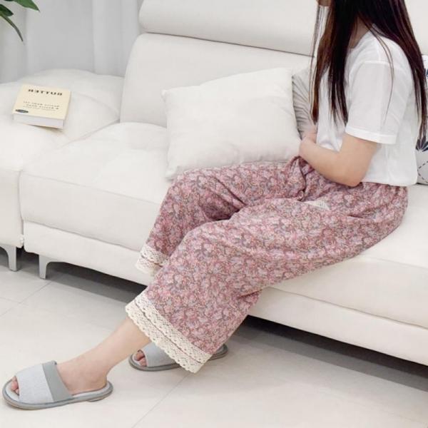 잔솔 여름 잠옷바지 꽃무늬 냉감 파자마 여성 할머니