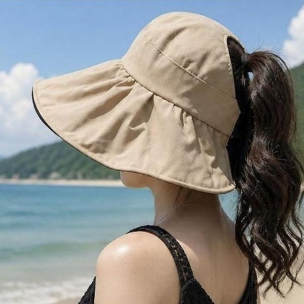 여름썬캡 돌돌이썬캡 여름바캉스 여성 자외선차단 챙넓은 암막
