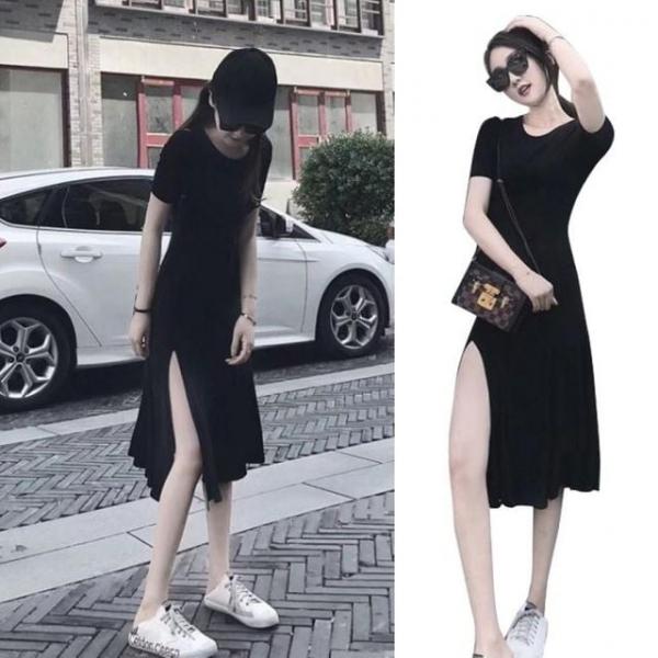 여름원피스 여름 원피스 옆트임 원마일 블랙원피스 웨어 블랙 데일리 반소매