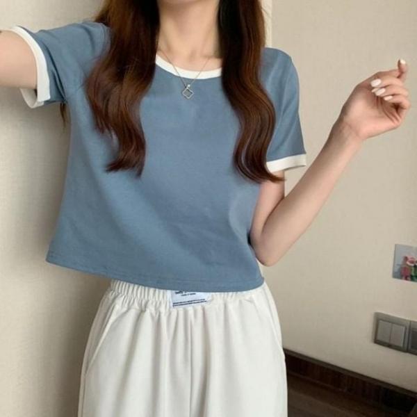 여자반팔티 부드러운 티셔츠 여성 스판 이너티 기본 여름이너티 여자 의류 여름 여성여름티셔츠