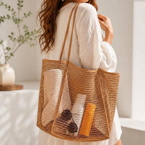 여름 물놀이 가방 메쉬 비치백 숄더백 수영장 메쉬백 35x37x