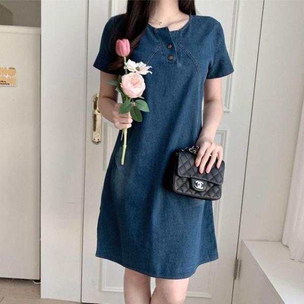 봄반소매원피스 미니 반소매 봄 스커트 드레스 데님 빈티지 원피스 여름 빈티지청치마 청치마