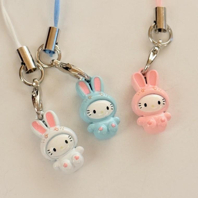 kt 토끼 모자 꼬깔콘 고양이 캣 컬러 알록달록 DIY 키링 열쇠고리 폰줄 가방꾸미기 포인트 소품샵
