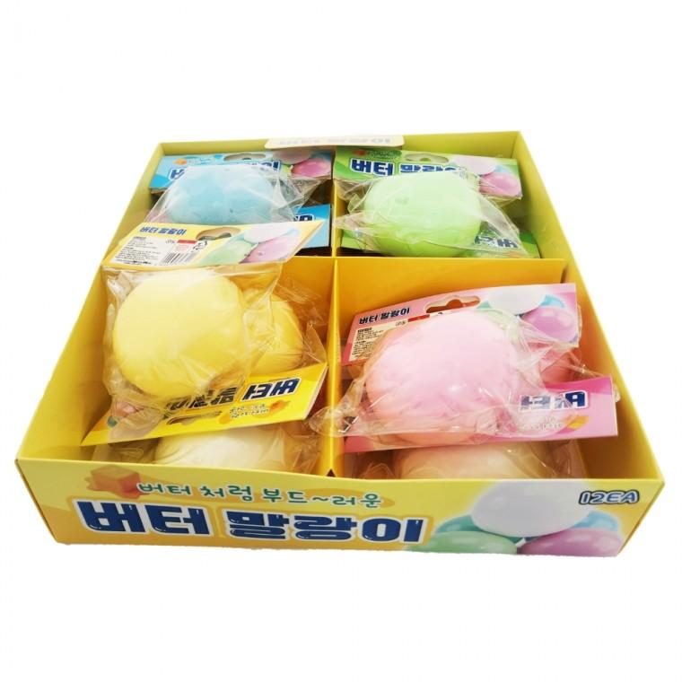 플유 버터 말랑이 한박스 12개입 스트레스볼 스퀴시 주물럭 모찌 말랑 쫀득 슬랑이 스트레스해소 촉감놀이