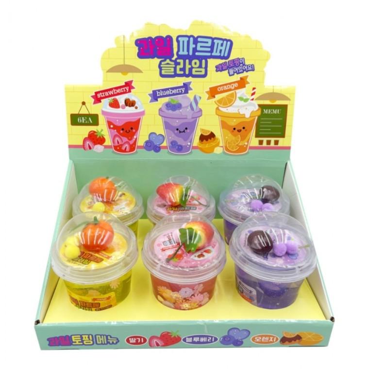 플유 과일 파르페 슬라임 1박스 6개입 과일토핑 슬랑이 말랑이 스트레스해소 액괴 모찌 말랑 쫀득 스트레스