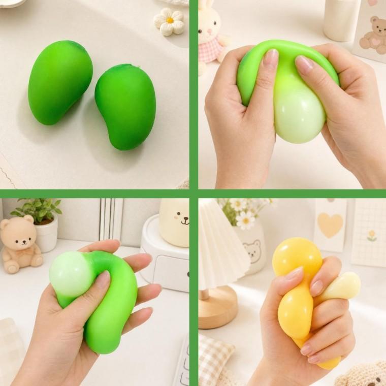 변색 망고 말랑이 스퀴시 모찌 스트레스 해소 촉감놀이 색이 변하는 컬러망고