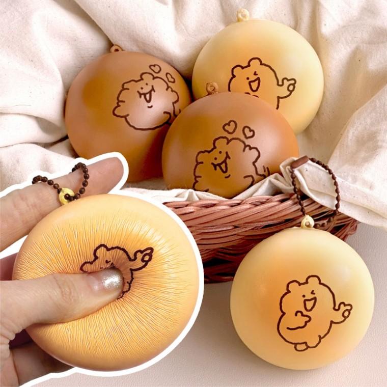 곰돌희 모닝빵 스퀴시 말랑이 키링 (2개)