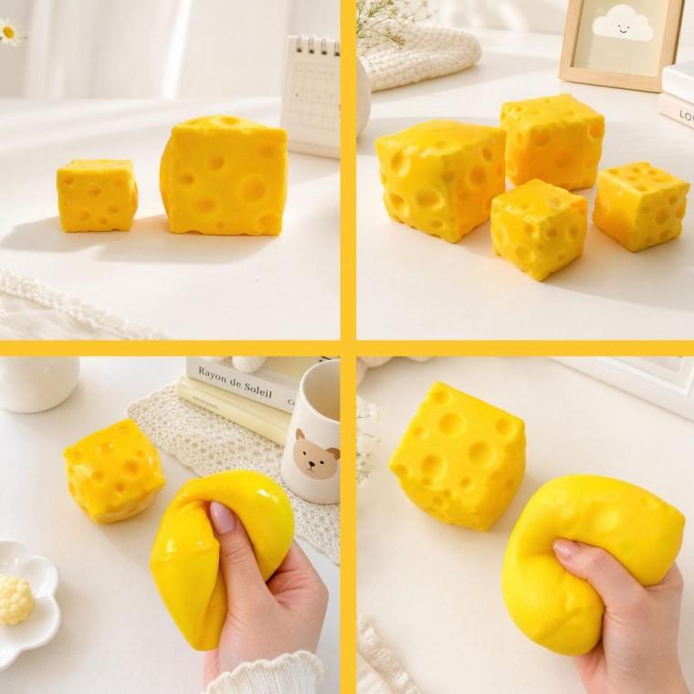 치즈 말랑이 모찌 스퀴시 스트레스볼 빅 사각 슬라임 주물럭 촉감 볼