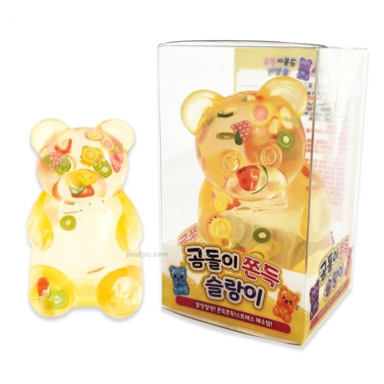 플유 곰돌이 쫀득 슬랑이 낱개 1개 곰말랑이 투명 스트레스볼 크리스탈 스퀴시 ASMR 촉감놀이 주물럭 모찌