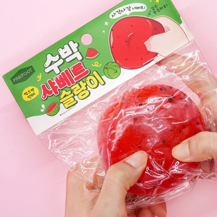 플유 수박 샤베트 슬랑이 낱개 1개 사각사각 말랑이 스트레스볼 스퀴시 ASMR 촉감놀이 주물럭 모찌 찐득이