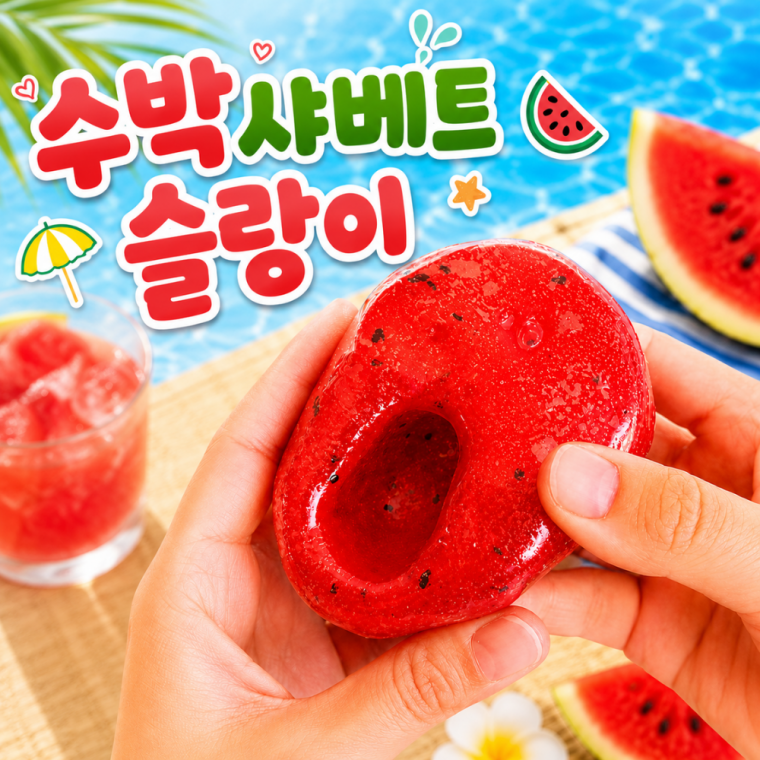 [바삭 쫀득] DOKI 수박 샤베트 슬랑이 말랑이 스퀴시 꾸덕 슬라임 스트레스볼 피젯토이
