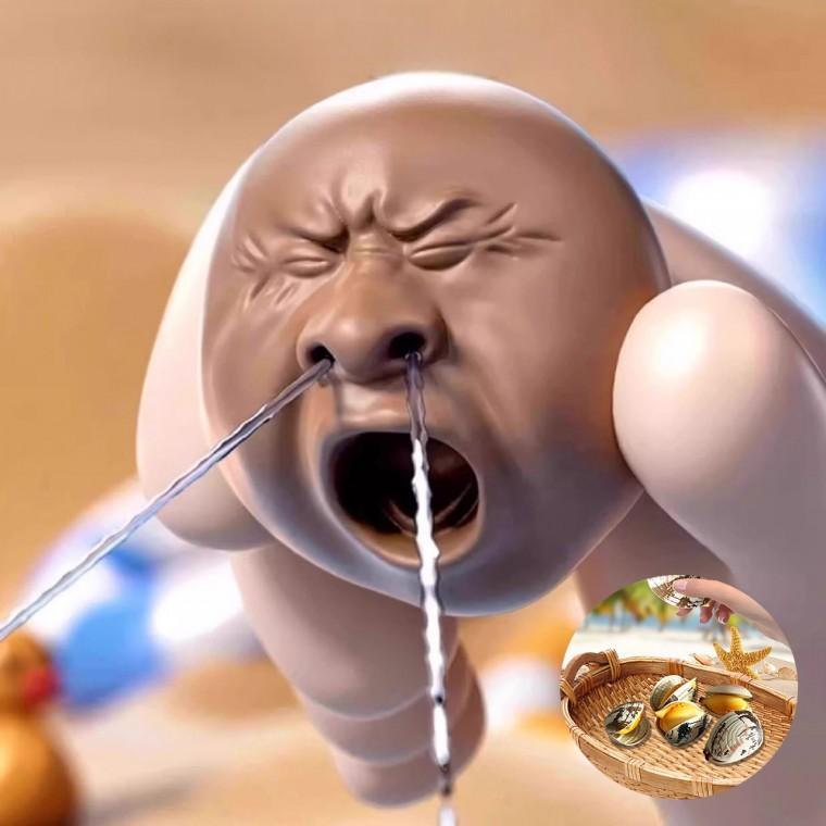 콧물 얼굴 말랑이 물총 조개 모양 소형 물총 워터건 물놀이 장난감 특이한  이색 친구 우정 선물