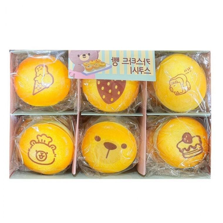 식빵 카스타드 빵 스퀴시 6개 세트 케이크 폭신폭신 말랑이 장난감 피젯토이 학원
