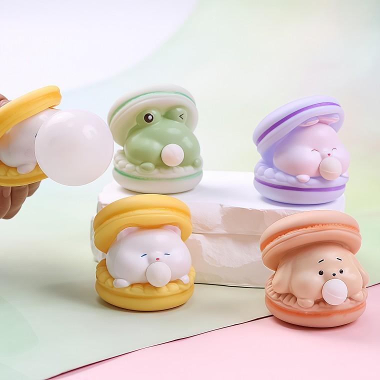 껌씹는 마카롱 버블 동물 캐릭터 스트레스볼 말랑이 모찌 스트레스해소 스퀴시 찐득이