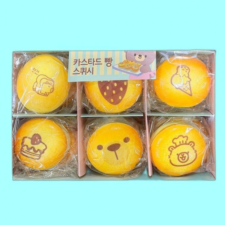 카스타드 빵 케익 빵모양 베이커리 말랑이 스퀴시 (랜덤 6개)