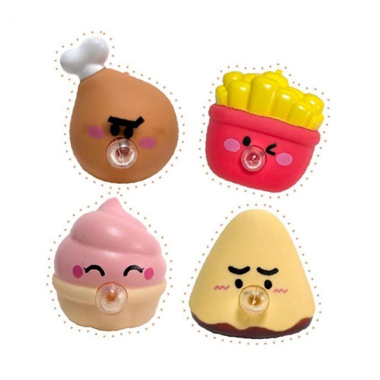 풍선껌 말랑이 스퀴시 키링 4개 가방 장식 키홀더 세트