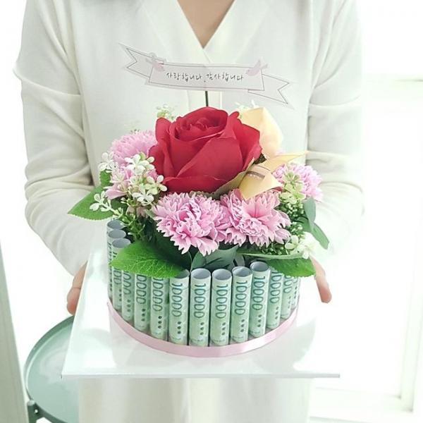 플라워케익용돈박스(30) 핑크 어버이날 생신 현금선물