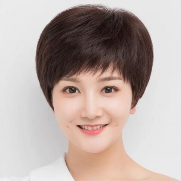 커버 인모 정수리가발 브라운 여성 부분가발