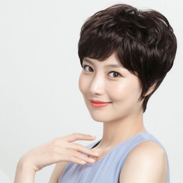 인모 볼륨 숏컷 통가발 여성커트가발 브라운