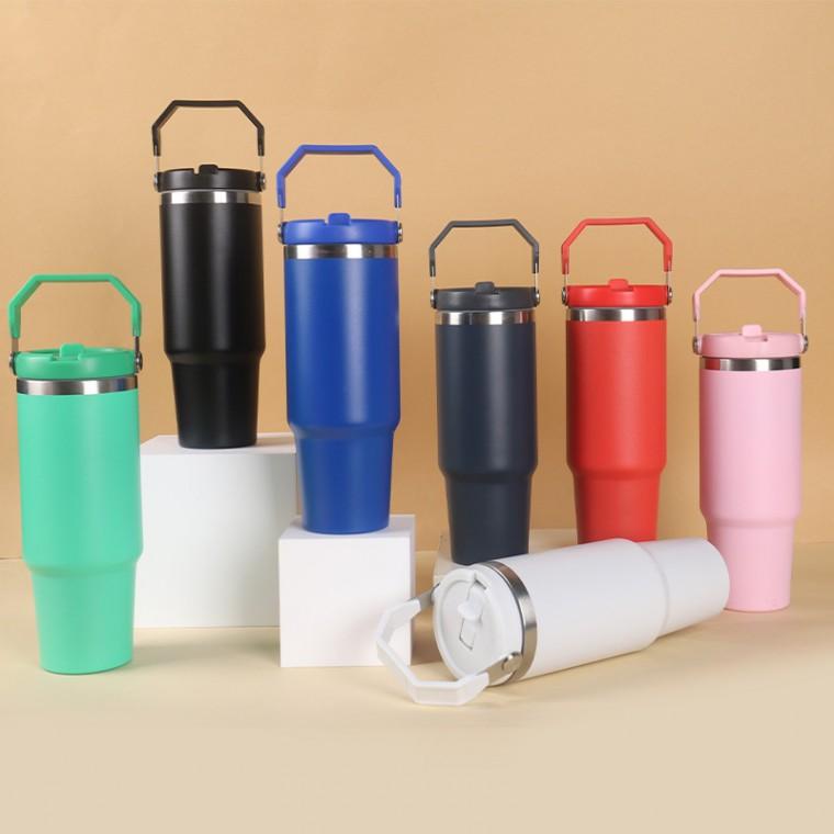 [304 스텐 고급 소재]핸들 텀블러 스텐텀블러 인쇄가능 900ml 스텐텀블러