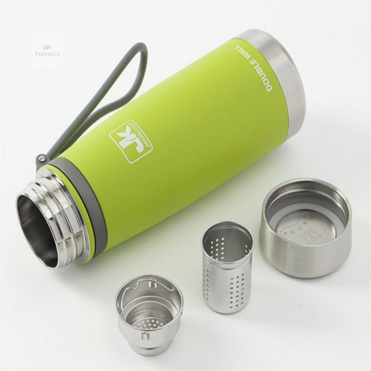 차 보틀 사무실 등산 휴대용 보냉 보온병 600ml 그린 스텐보온병 가벼운텀블러 차우리는물병