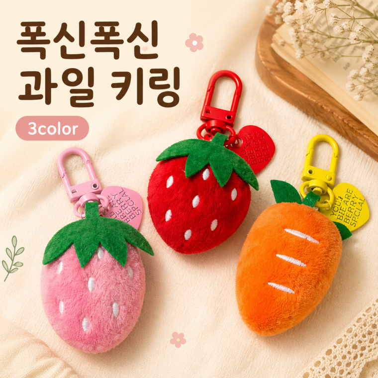 딸기 당근 키링/딸기키링/당근키링/봉제인형키링/음식키링/KEY-421423