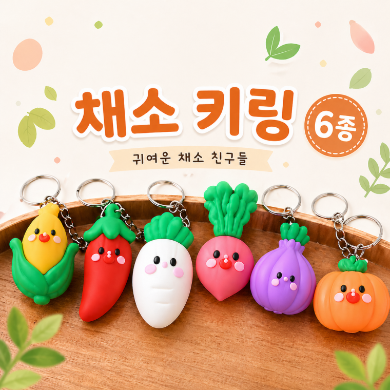 채소키링/옥수수 고추 무 콜라비 호박 양파 키링/음식키링/캐릭터키링/KEY-214219