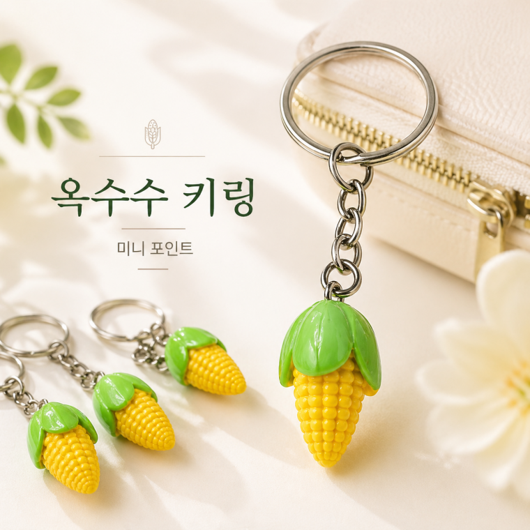 키링/옥수수키링/옥수수열쇠고리/미니키링/미니어처키링/여름키링/인싸/음식키링/캐릭터키링/KEY-040