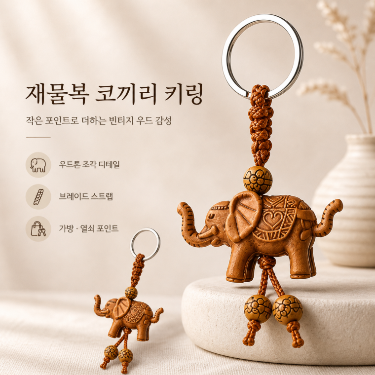 재물복/코끼리키링/동물키링/피규어키링/코끼리인형/인형키링/캐릭터키링/KEY-164