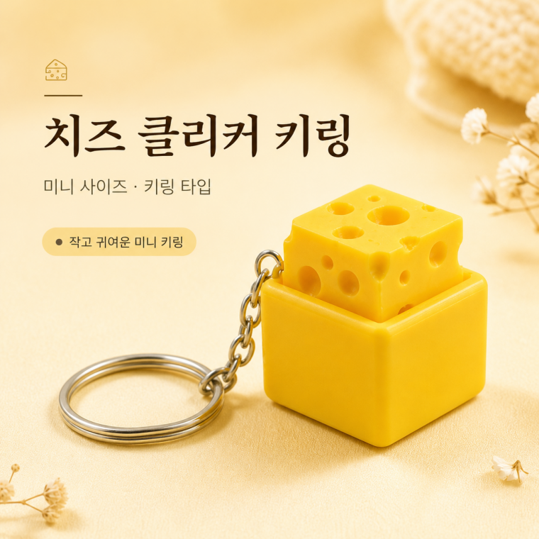 치즈 키캡 키링/딸깍이키링/클릭커키링/치즈키링/음식키링/KEY-311